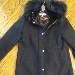 New W Tags Womens None West Hooded Jacket Coat Removeable Faux Fur Trim  Medium